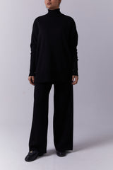 BLACK ROLL NECK KNIT SET