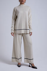 CREAM STRIPED KNIT SET