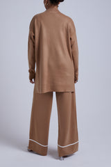 CAMEL STRIPED KNIT SET