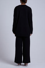 OVERSIZED BLACK RIBBED KNIT SET