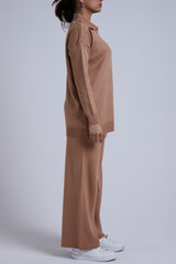 COLLARED CAMEL KNIT SET