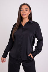 ONYX BLACK SATIN CO-ORD SET