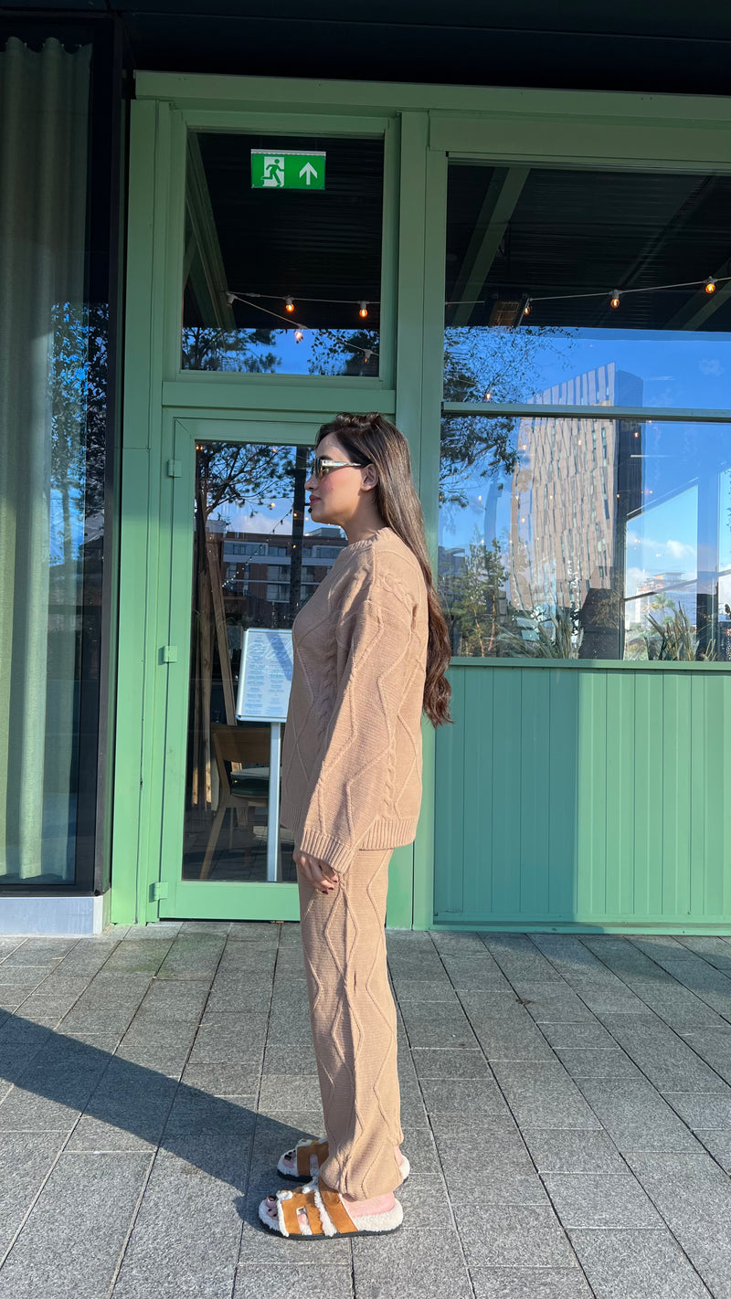 Camel Cable Knit Set