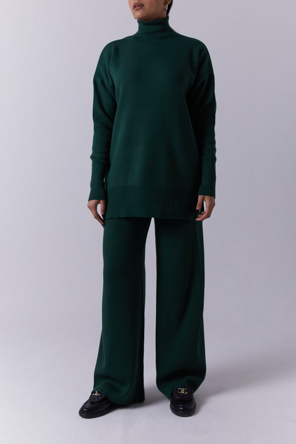 EMERALD ROLL NECK KNIT SET