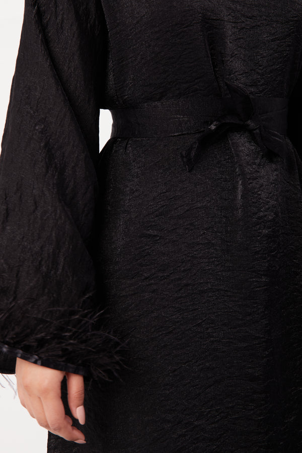 Black Luxé Dress with Faux-Fur & Belt