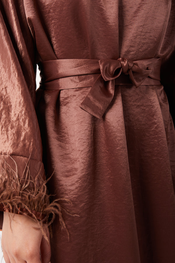 Mocha Luxé Dress with Faux-Fur & Belt