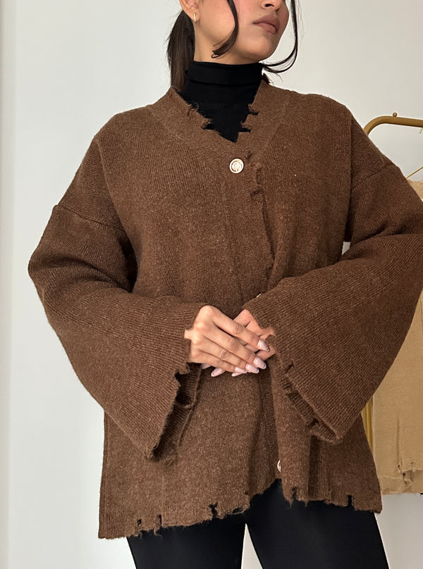 BROWN KNIT CARDIGAN